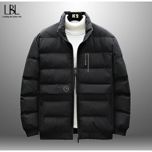 2020 New Thick Winter Jacket Men Stand Collar Parkas Man Warm Coat Homme Zipper Polka Dot Mens Jackets Korean Style Clothing