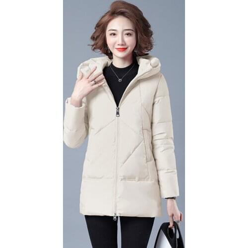 2021 New Winter Down Padded Jacket Women Thick Cotton Coat Female Mid-Length Slim Warm Jacket Womens Hooded Plus Size Outwear