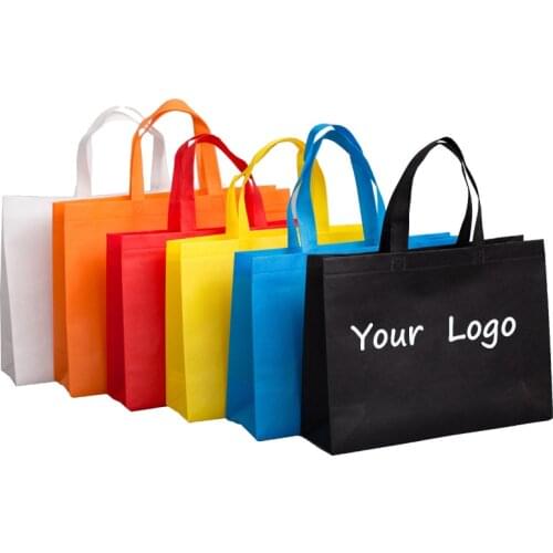 Wholesales 500pcs/lot Custom Logo Non Woven Fabric Shopping Bags Reusable Tote Bag with Handle for Packaging/Gift/Storage