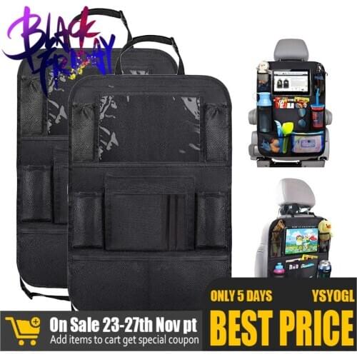 Car Backseat Organizer With Touch Screen Tablet Holder Multi-Pocket Storage Bag Kick Mats Car Seat Back Protectors For Kids