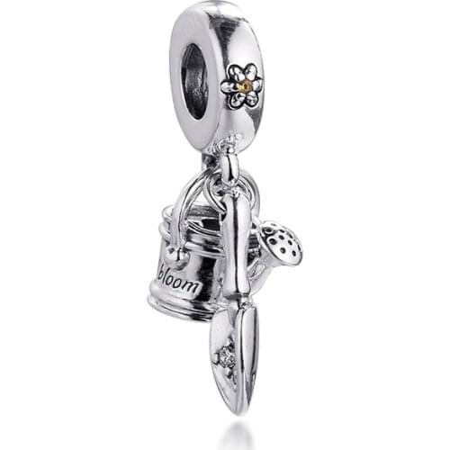 Fits Pandora Bracelet Watering Can & Trowel Dangle Charm 925 Sterling Silver rosario Charms Beads for Jewelry Making Kralen