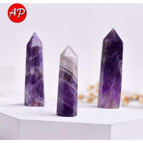 1PC Natural Crystal Dream Amethyst Column Healing Energy Stone Quartz Home Decor Reiki Polished Crafts