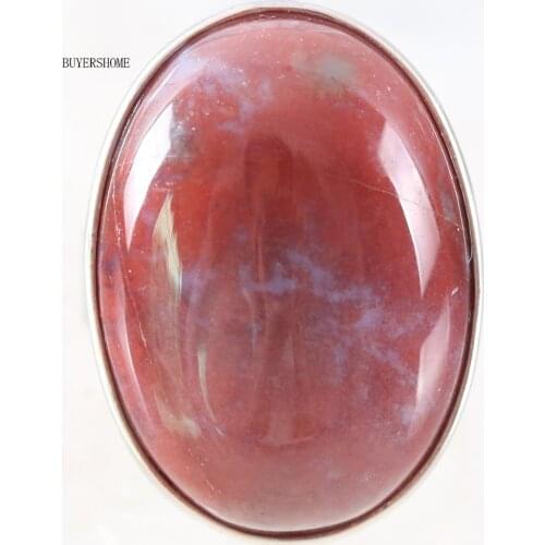 1Pcs Jewelry Gift Adjustable Ring For Women Men Natural Stone Oval Bead Red Indian Onyx Finger Ring Z124