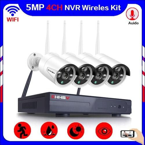 H.265 5MP 4CH Wireless Security Wifi Camera System Home CCTV System 5MP WIFI Camera CCTV Security Surveillance Camera System Kit