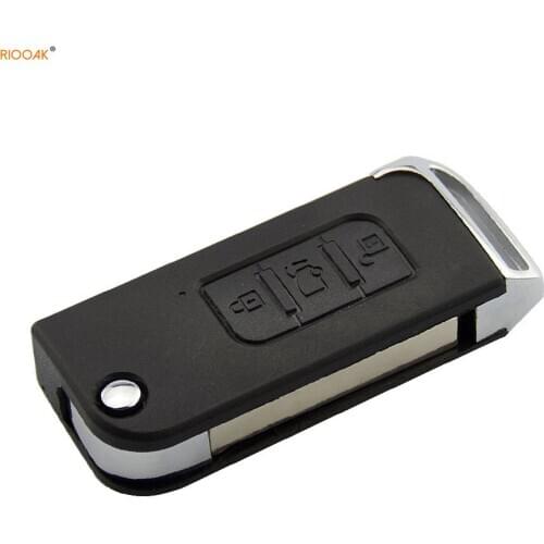 RIOOAK Flip Folding Car Key Shell Replacement Cover Case Fob For Indian Mahindra Good Quality 3 Buttons Uncut Blade Remote Key