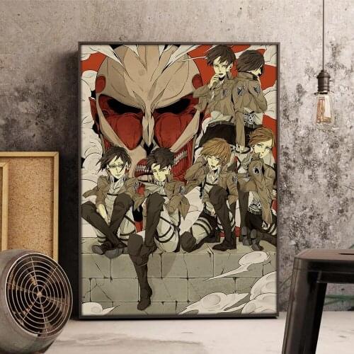 Modern Wall Artwork Attack on Titan Canvas Painting HD Prints Japan Anime Pictures Modular Poster Home Decor Bedside Background