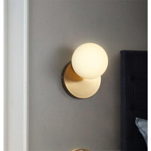 Modern White Glass Ball Wall Lamps Bedroom Book House Aisle Nordic Living Room Designer Luxury Electric Gold-plated Wall Lights