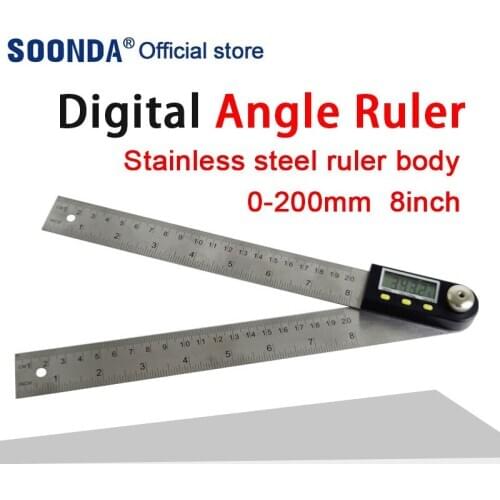 0-200mm 8inch Digital protractor Angle ruler angle Finder Meter Stainless Steel Foldable 360 degree goniometer inclinometer