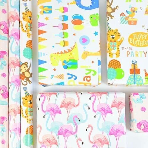 50*70cm Gifts Box Wrapping Paper Cartoon Dinosaur Unicorn Astronaut Tissue Paper For Baby Shower Birthday Party Kids Favor Gifts