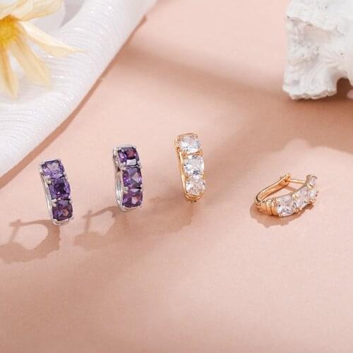 MAIKALE Small Simple Multiple Korean Earrings MultiColor Cubic Zirconia Copper Stud Earrings for Women Party Jewelry Gifts