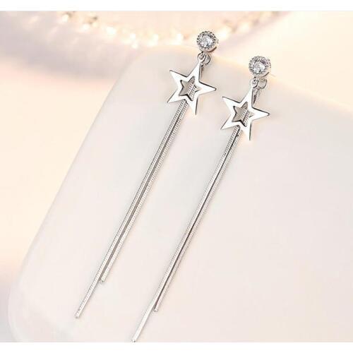 Everoyal Top Quality Silver 925 Women Earrings Jewelry Trendy Star Pearl Girls Tassel Drop Earrings For Lady Accessories Female