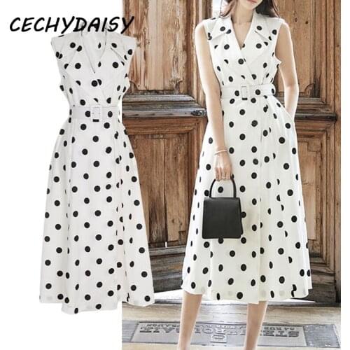 Sexy V-Neck Vintage Polka Dot Print Birthday Dress Women 2021 Summer Fashion Office Lady Elegant Party Midi Dresses Traf Robe Za