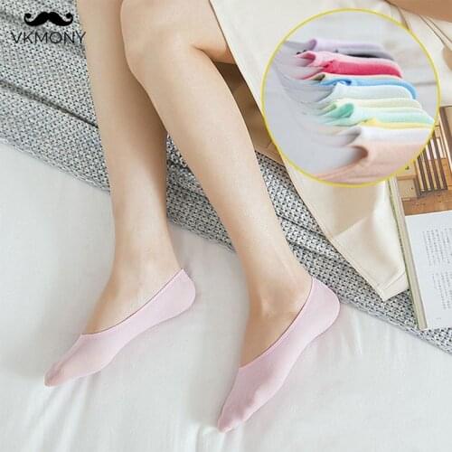 10pairs/lot Women summer socks Ultra-thin woman silicone socks colorful girl Invisible Magic socks VKMONY