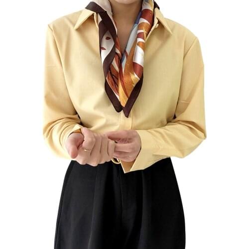 100% Silk Scarf Bandana Women Fashion Small Head Scarf Elk & Tree Print Neck Hair Headband Turban Shiny Kerchief 53*53cm