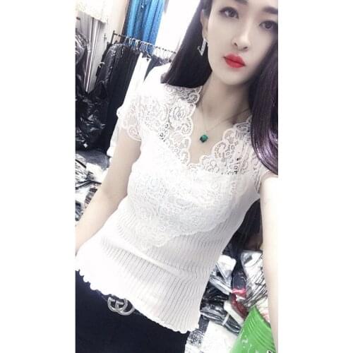 2021v collar T-shirt womens short sleeve summer new Joker jacket half sleeve sexy foreign style sweater