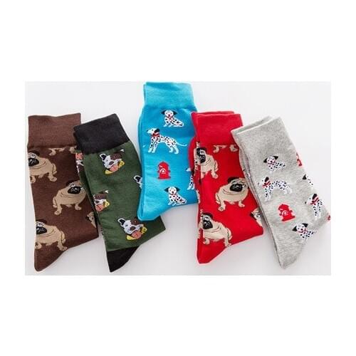 300pairs/lot new fashion mens cartoon animal pug/spotty dog print sock/pet dog print sock