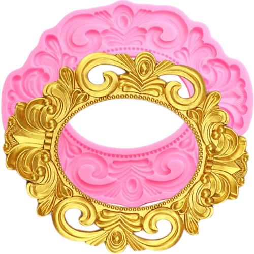 3D Large Frame Border Silicone Molds European Baroque Relief Fondant Cake Decorating Tools Candy Clay Chocolate Gumpaste Moulds
