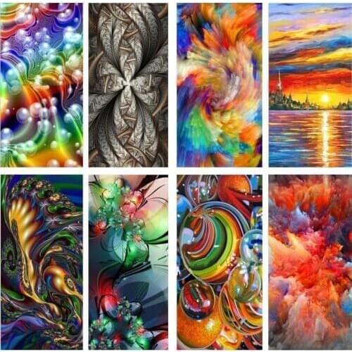 5D DIY Diamond Painting Sky And Sea Cross Stitch Oil Painting Diamond Embroidery Colourful Abstract Painting Full square mosaic