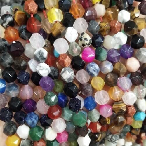 Wholesale 8MM Faceted Natural Stone Agates Chalcedony Stone Beads Spacer Beads For Jewelry Making Charm DIY Bracelets Necklace