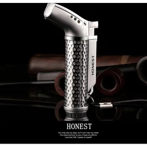 Butane Jet Turbine Torch Lighter Outdoor Portable Windproof Stainless Steel Lighter Key Ring Gift for Men Smoking Accessories