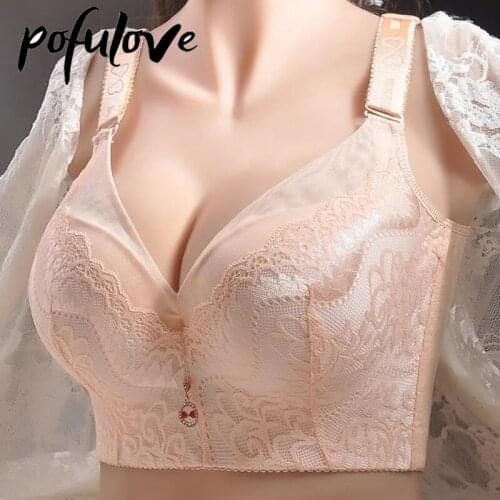 36-52 C D E Plus Size Bra for Women Sexy Push Up Bra Padding Lace Bras Underwire Crop Top Soutien Gorge Femme Big Large Fashion