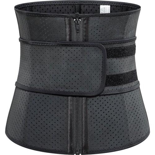 Black Latex Waist Trainer Women Binders Shapers Corset Modeling Strap Body Shaper Colombian Breathable Girdles Slimming Belt