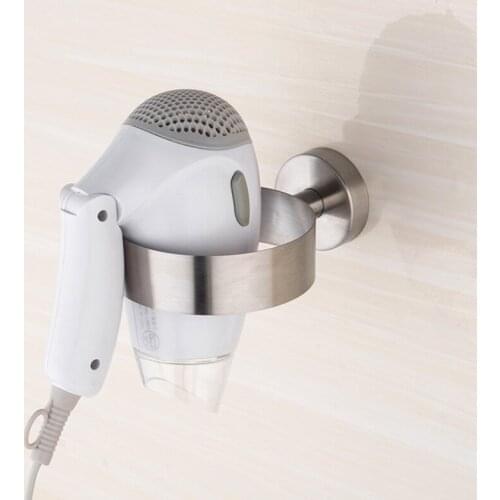 Hair Dryer Holder Without Drilling Hair Dryer Holder for Gluing Wall Mounting Without Drilling Stainless Steel