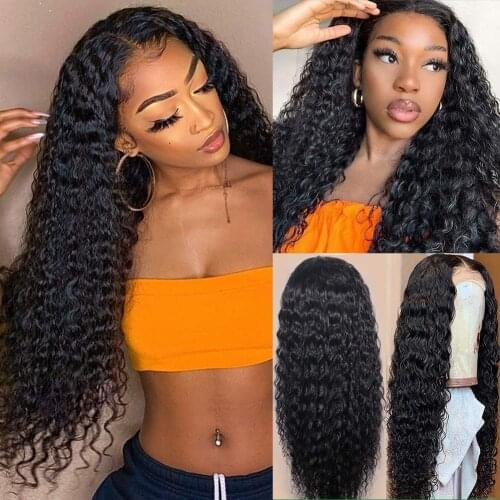 Cheap 250 Density Lace Wig Water Wave Lace Front Wig T Part Lace Wig Human Hair Glueless Wig Natural Wigs For Women 100% Human