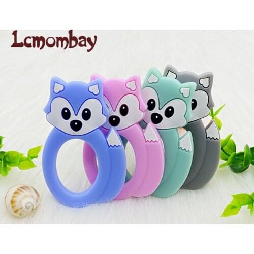 Lcmombay babi Fox Teether Cartoon Silicone Beads Baby Teethers Food Grade Teething Toys BPA Free Nurse Gift