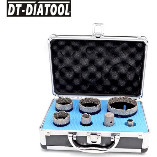 DT-DIATOOL 1set boxed Vacuum Brazed Diamond Drill Core Bits Sets for Porcelain Tile M14 connection Hole Saw and 1pc finger bits