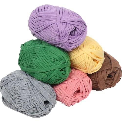 50 Meters Full Cotton T Shirt Thick Yarn Colorful Knitting Crochet Yarn Blended Thread Weaving Soft Wool Making Bag Scarf Carpet