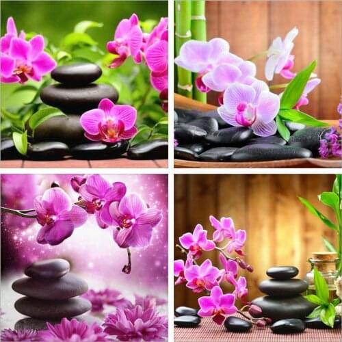 Huacan 5D Diamond Painting Orchid Full Square&Round Diamond Embroidery Mosaic Flower Art New Arrival Home Decor