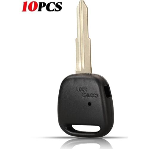 Jingyuqin 10pcs For Toyota Carina Estima Harrier Previa Corolla Celica Remote Car Key Shell 1Buttons FOB With Blade Replacement