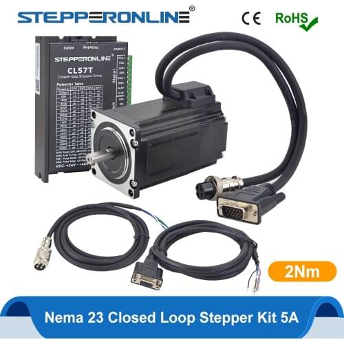 STEPPERONLINE Nema 23 2Nm Closed Loop Stepper Motor Kit Nema23 Stepper Motor & Drivers / Servo Motor Kits & 2pcs 1.7m Cables