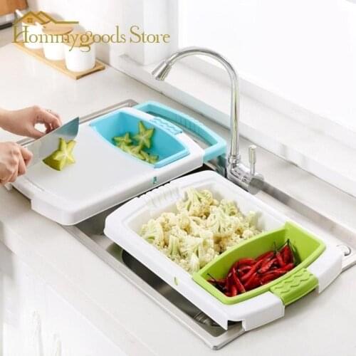 Kitchen Chopping Blocks Sinks Drain Basket Cutting Board Vegetable Meat Tools Kitchen Accessories Chopping Board Multifunction