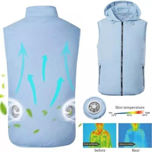 Summer Sport Fan Air Condition Cool Man Woman Travel Ultralight Brand Outdoor Vest Clothes Jacket Sun Windbreaker Fishing Worker