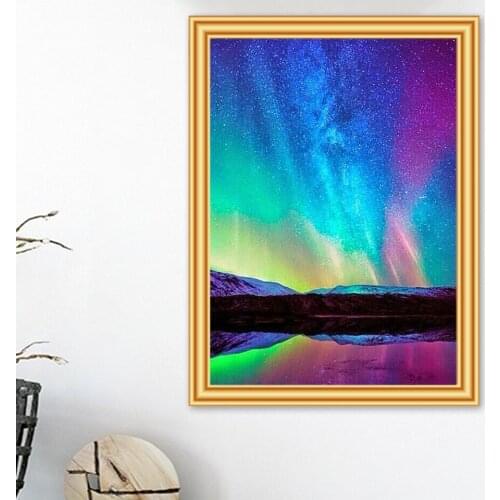 Full Diamond Embroidery Colorful Aurora 5D DIY Diamond Painting Cross stitch Kit Mosaic Picture Of Rhinestones Home Decor Gift