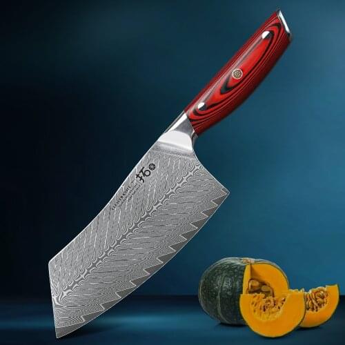 TURWHO 7'' Butcher Knife 67 layers Damascus Steel Chop Chinese Cleaver Slicing Kitchen Knife Cooking Tools G10 Handle