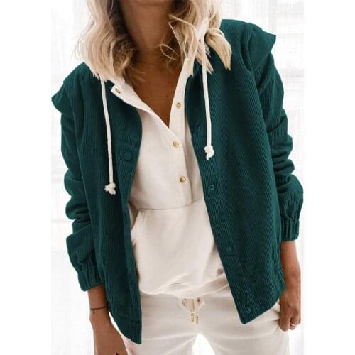 Long Sleeve Solid Color Shirt Coat Single Breasted Turn-down Collar Ribbed Cuff Corduroy Shirt Female Outwear