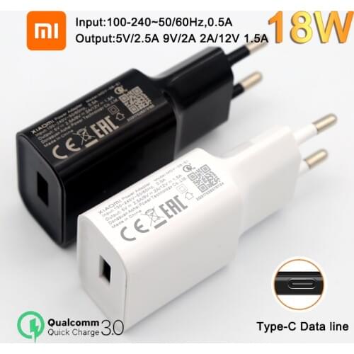 Original XiaoMi 18W Fast Charger QC 3.0 Charge Adapter Usb C for Redmi 7 8 8A 6A Mi 8 10 Lite Mi 9 SE 9T Pro Max 3 Mix 3 A3 9S