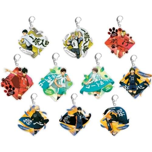 Popular Anime Haikyuu!! Acrylic Figure Keychain Hinata Shoyo Kageyama Tobio Family Key Chain School Bag Pendant Fans Collection