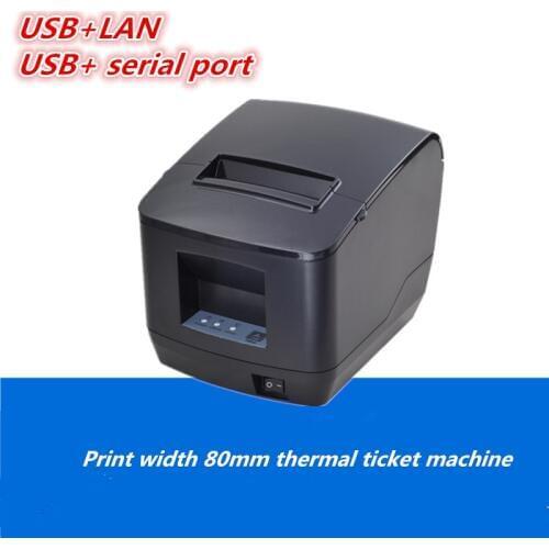 NEW 80mm receipt POS printer Automatic cutter bill Thermal printer Support Windows Linux USB+LAN or USB+Serial