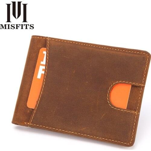 Product mens leather two fold retro crazy horse leather ultra-thin first layer cowhide 5-card dollar coin purse