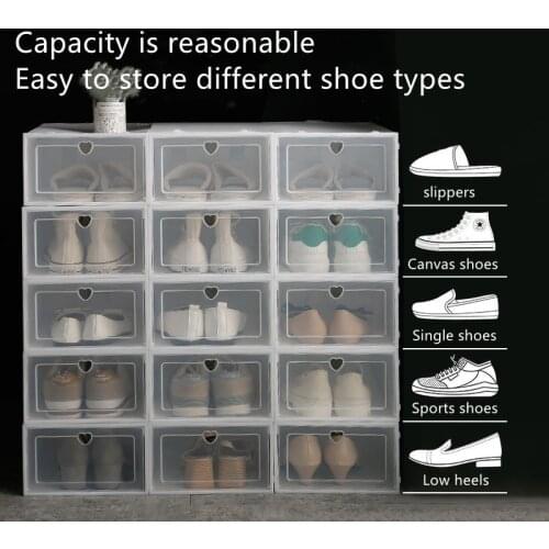 4pcs transparent dust-proof storage shoe box, stackable combination shoe cabinet, male and female clamshell shoe box