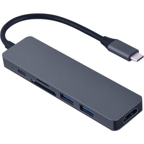 Expansion Dock Anti-interference 6 in 1 Type-C to HDMI-compatible PD USB TF/SD-Card Cable Hub Laptop Docking Stations