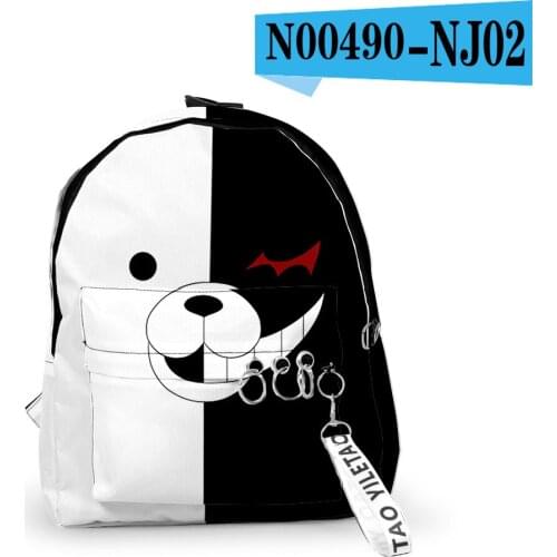 Danganronpa Black White Bear Backpack School Bags Mochila Travel Bags Ribbon Ring Circle Backpack Small bags For Boys Girls