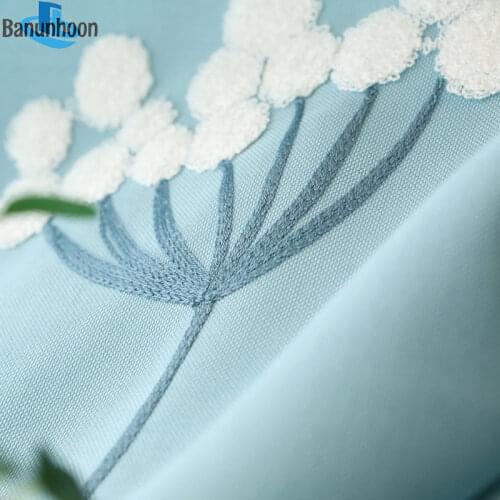 2019 Real Cortinas Dormitorio New Arrival Blue/pink Tulle Window Curtains For Living Room/ Bedroom Embroidered Dandelion Drapes