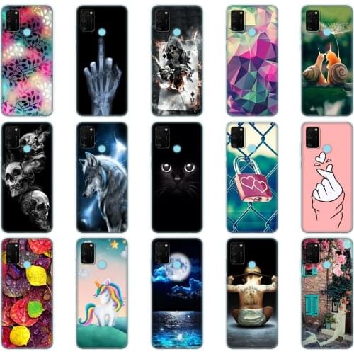 Silicon Case For HONOR 9A Case 6.3" Soft Tpu Phone Cover On Huawei Honor 9A 9 A MOA-LX9N Back Bag Funda Shell Cat Tiger Flower