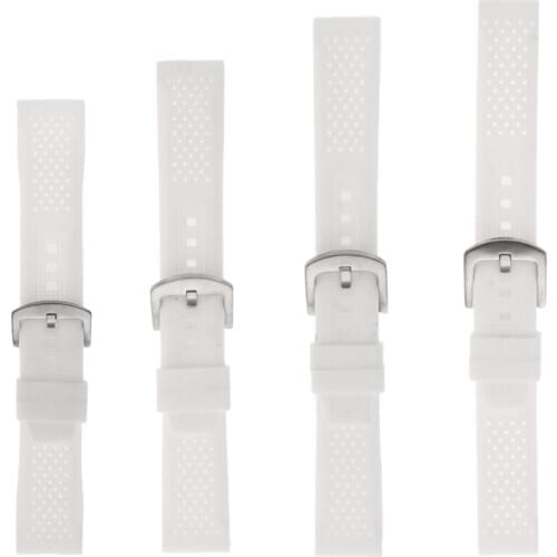 Replacement Silicone Breathable Wristband Strap Watch Band White 18mm - 24mm