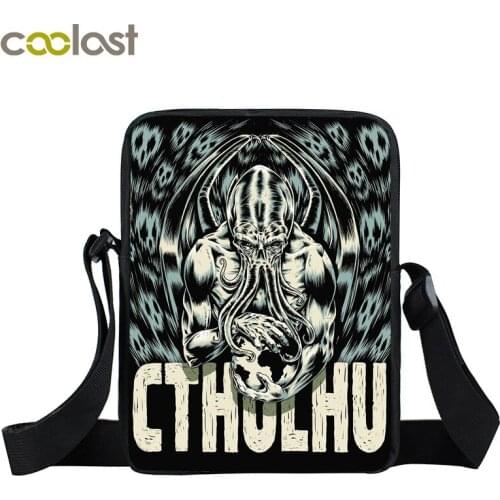 Cthulhu R'lyeh Octopus Dragon mini messenger bag women handbag mens crossbody bags boys girls shoulder bags student bookbag